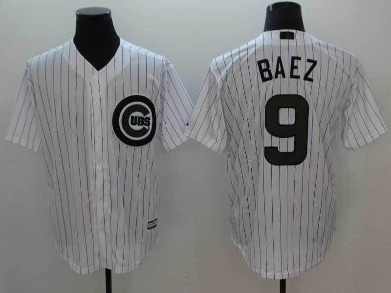 Men Chicago Cubs #9 Baez White Commemorative Edition Game MLB Jerseys